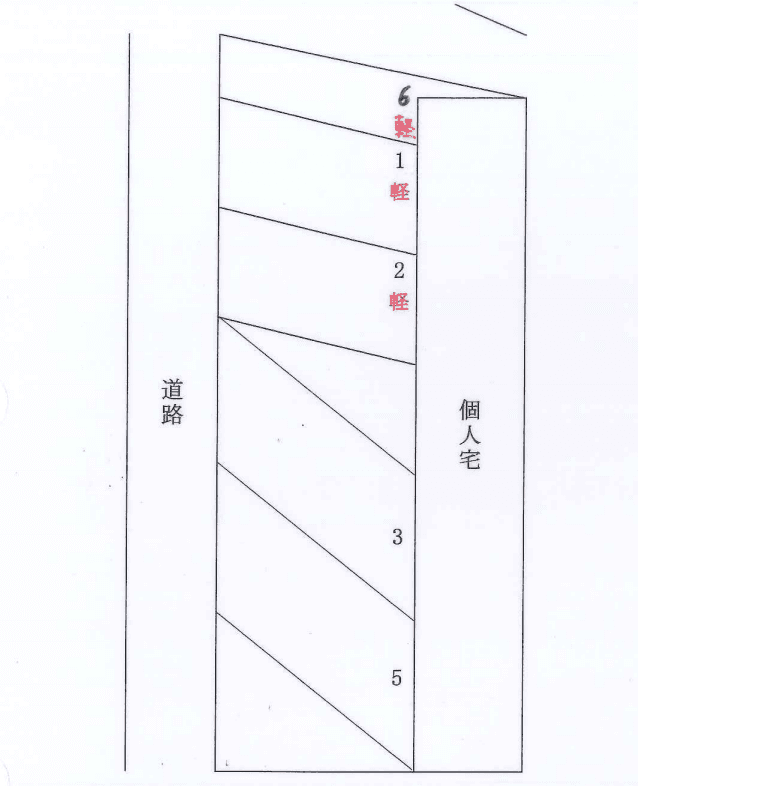 妻田東一丁目F駐車場の駐車配置図