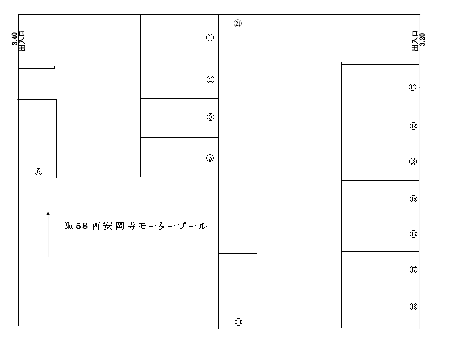 西安岡寺 ﾓｰﾀｰﾌﾟｰﾙの駐車配置図