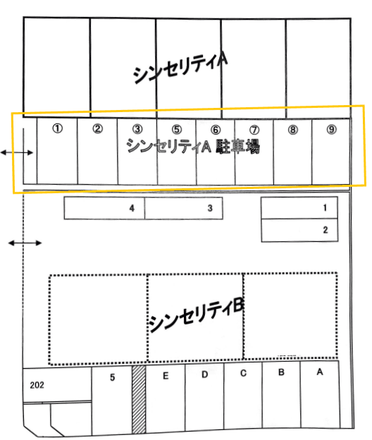 シンセリティＡの駐車配置図