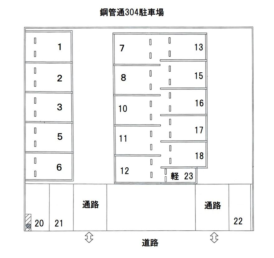 鋼管通304駐車場の駐車配置図