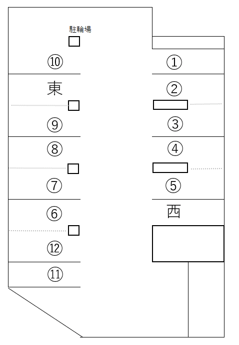 ルクソール安芸敷地内駐車場の駐車配置図