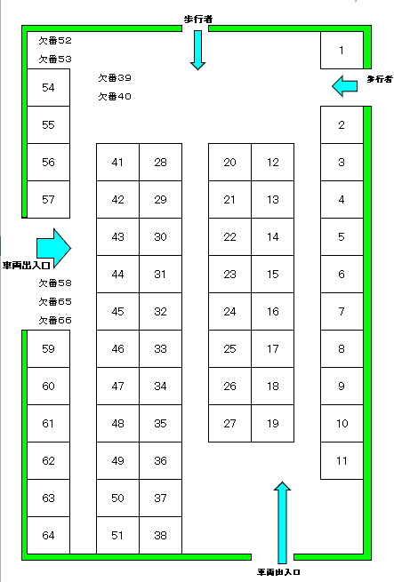 大同長島駐車場の駐車配置図