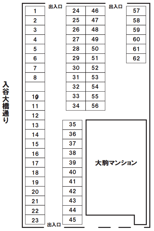 大駒商事第1駐車場の駐車配置図