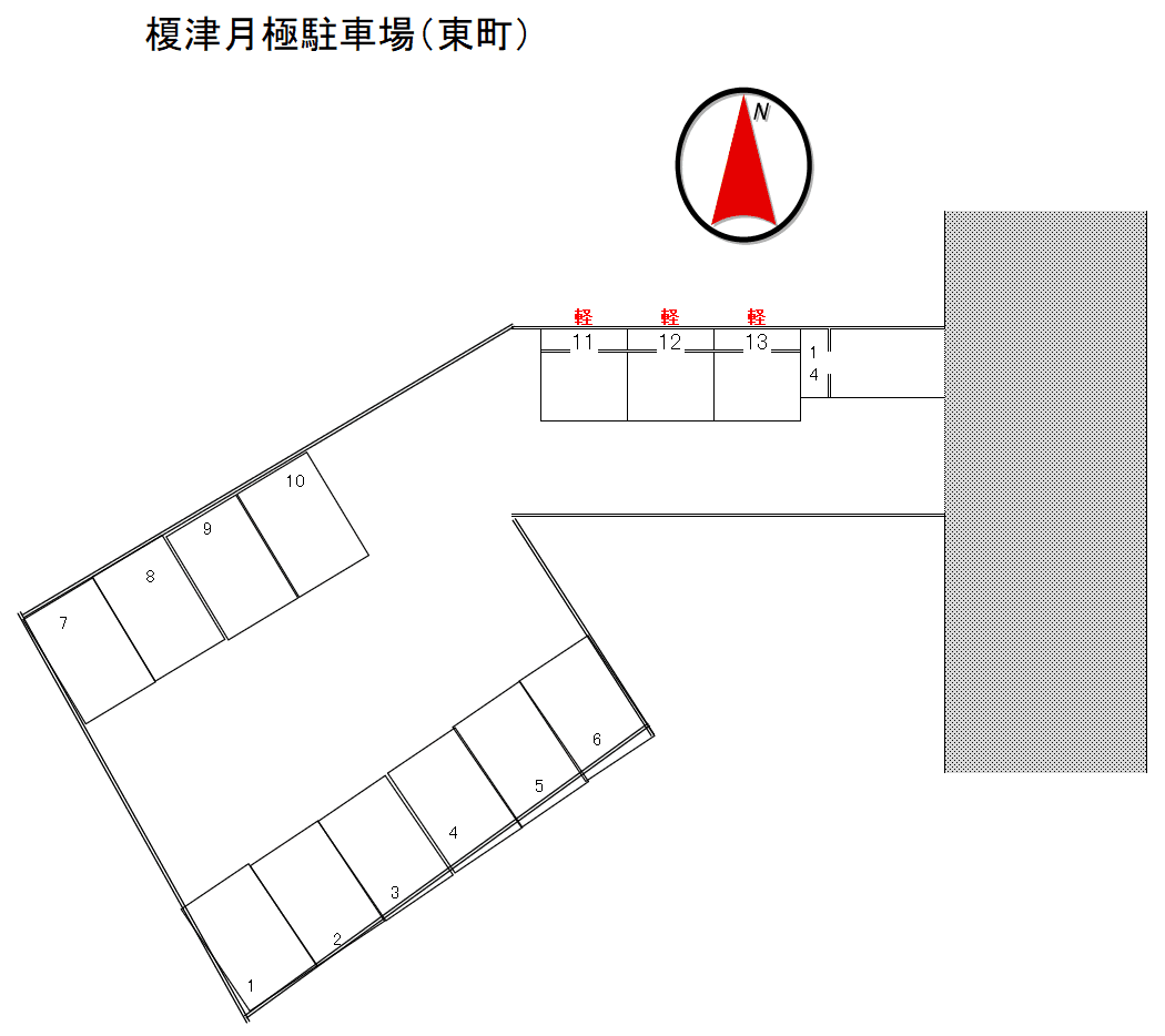 榎津月極駐車場(東町)の駐車配置図
