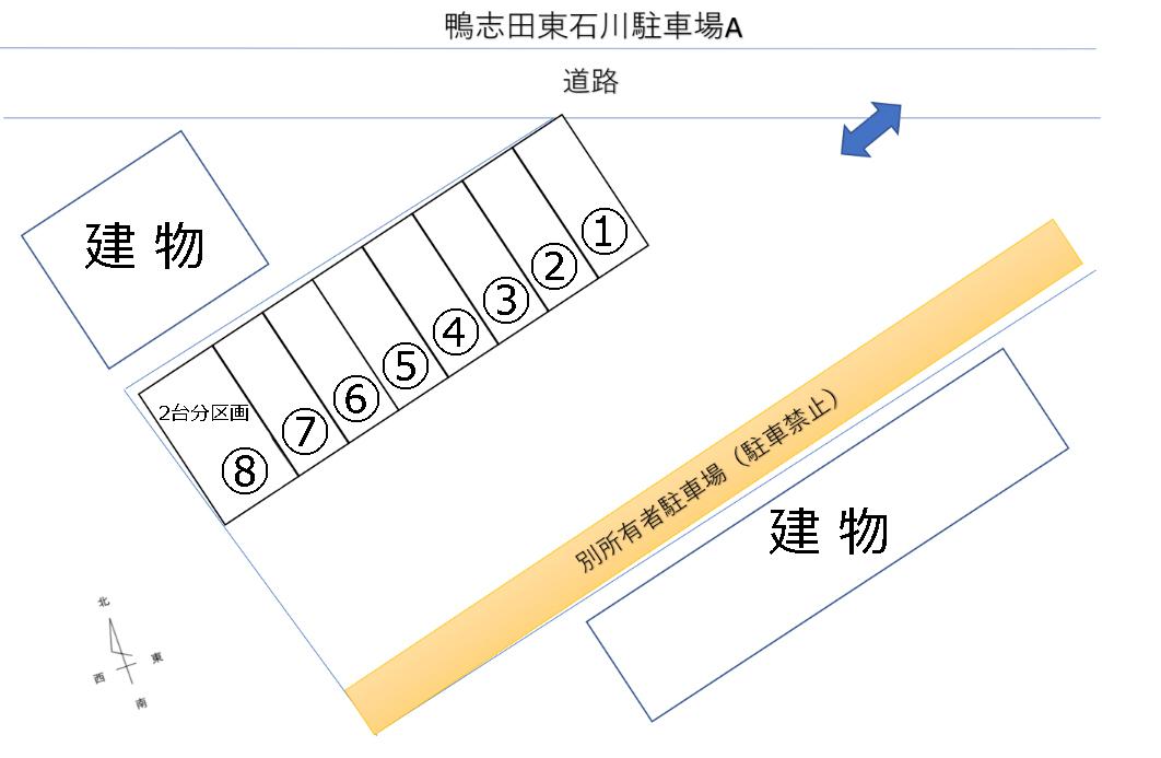 鴨志田東石川駐車場Ａの駐車配置図