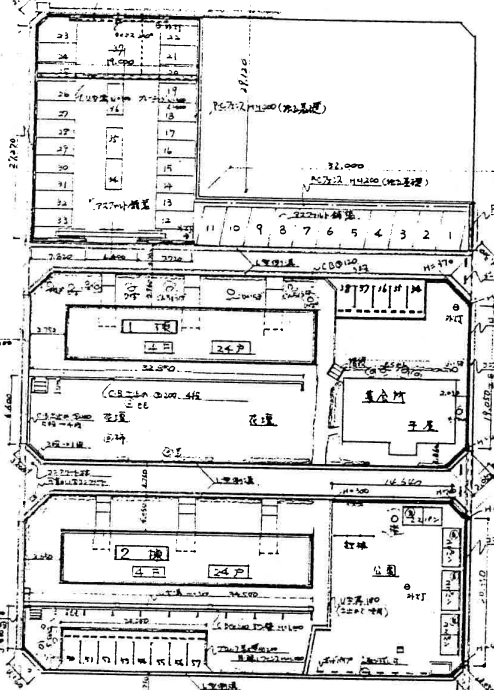 朝日ヶ丘団地駐車場の駐車配置図