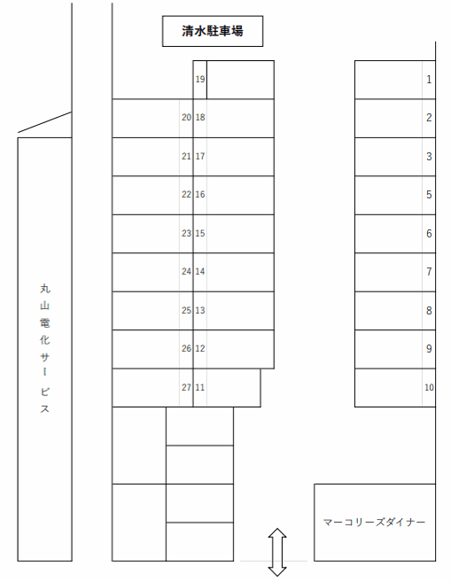 清水駐車場(中央)の駐車配置図