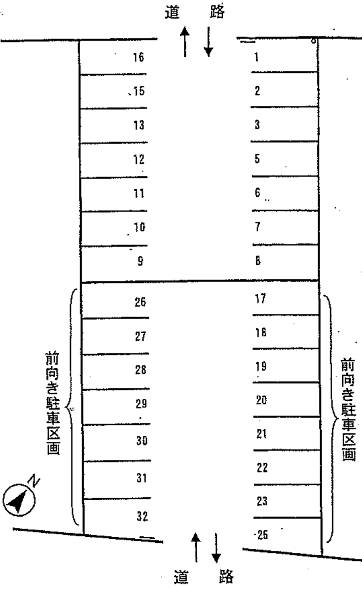中島中町月極駐車場の駐車配置図