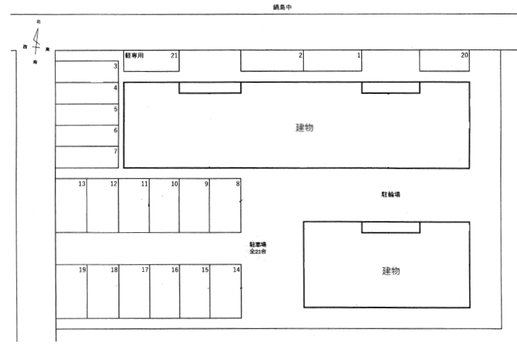 エステートモア医大南A・Bの駐車配置図