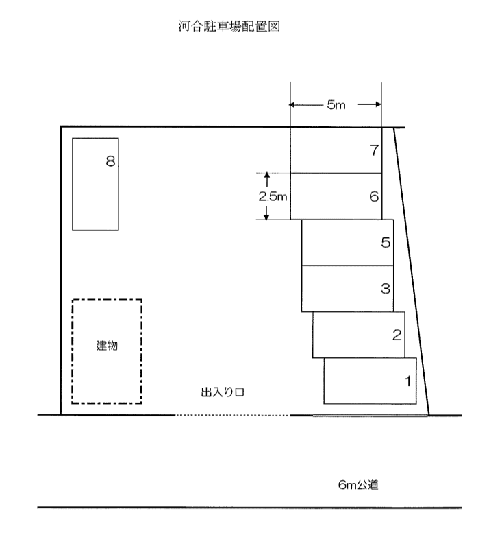 河合駐車場の駐車配置図