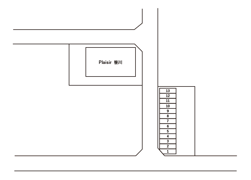 プレジール 笹川 駐車場の駐車配置図