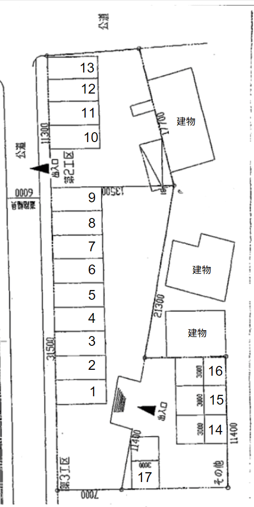 市沢町105-1の駐車配置図