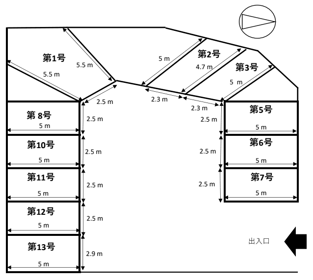 額田山荘モータープールの駐車配置図