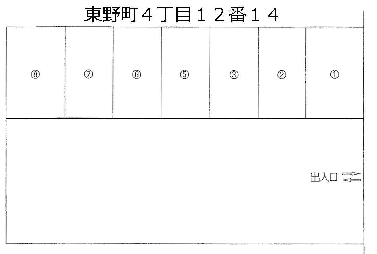 東野町４丁目１２番１４の駐車配置図