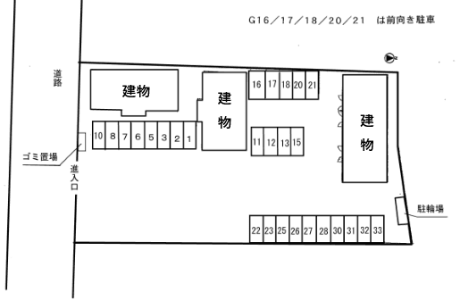 サンライズＹモータープールの駐車配置図