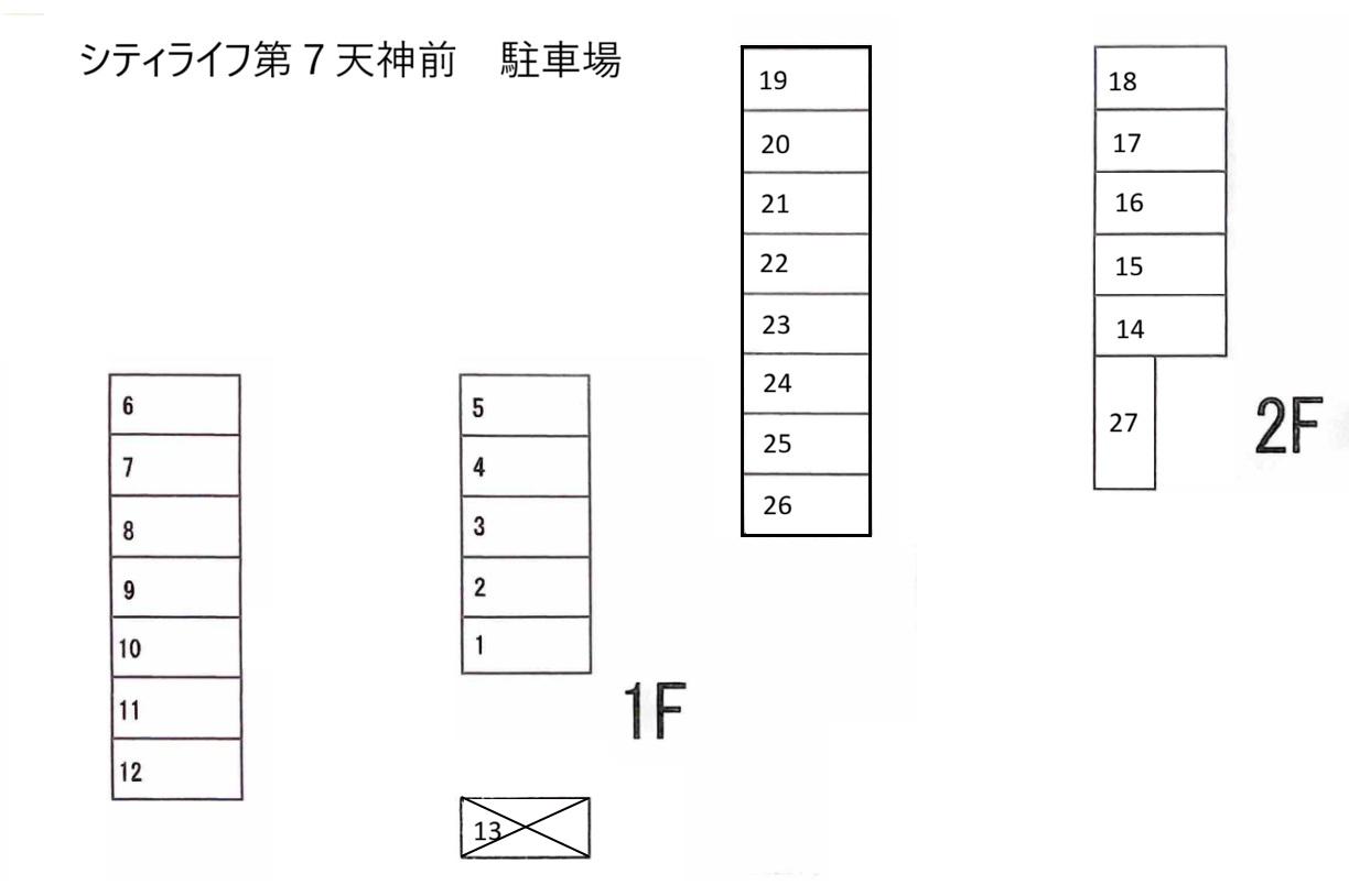 シティライフ第７天神前　駐車場の駐車配置図