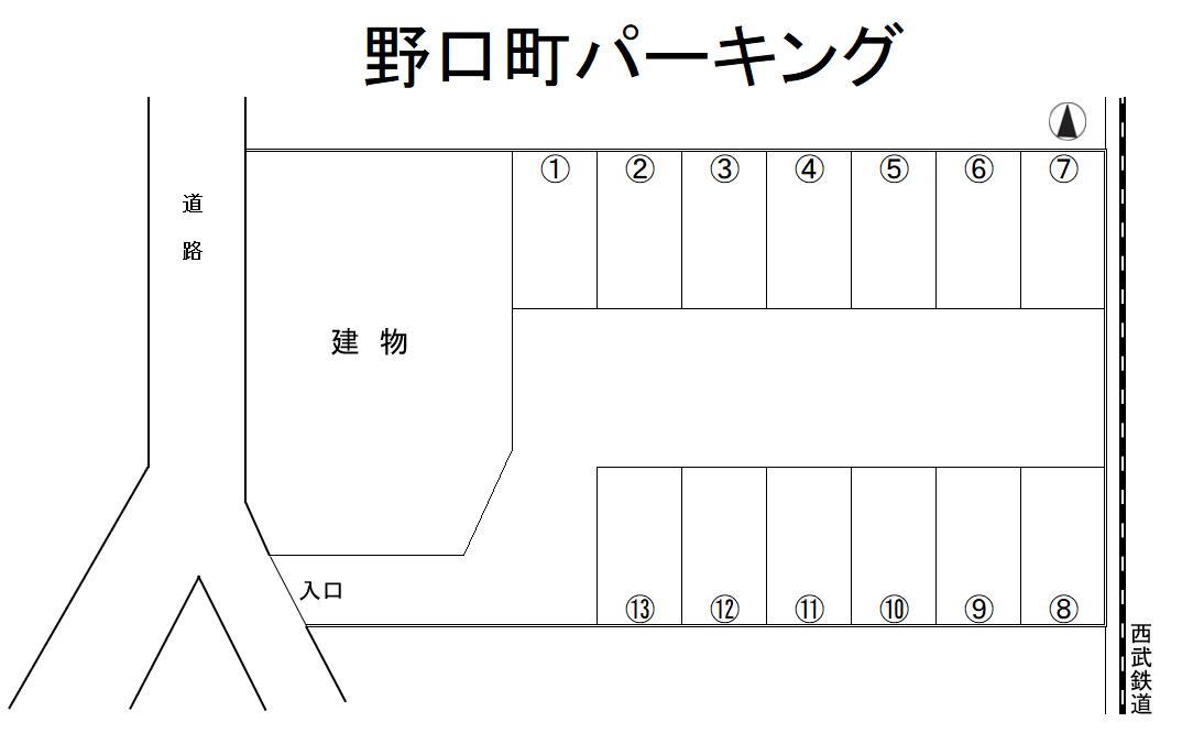野口町パーキングの駐車配置図