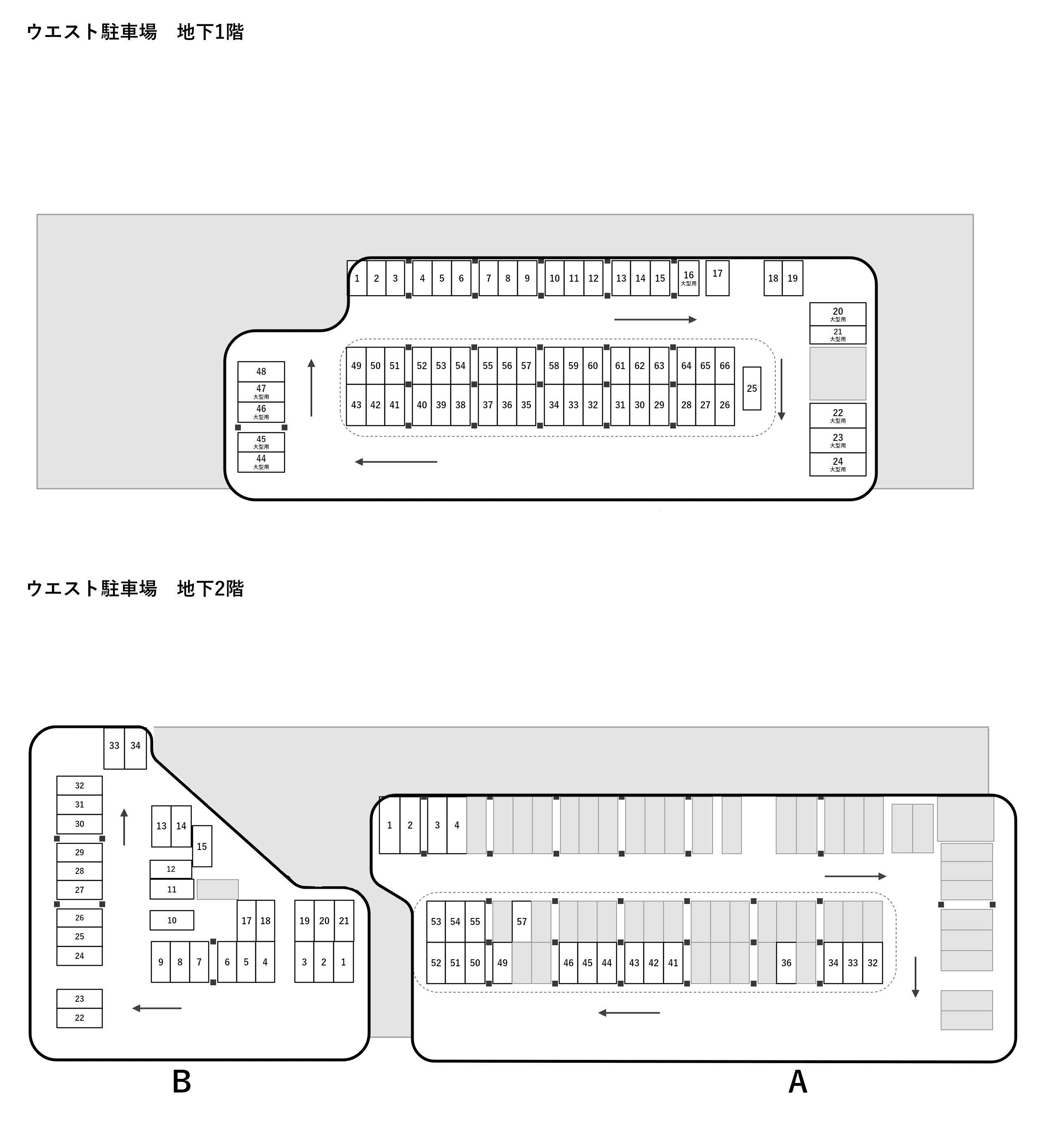 アミング潮江ウエスト駐車場（1番館）の駐車配置図