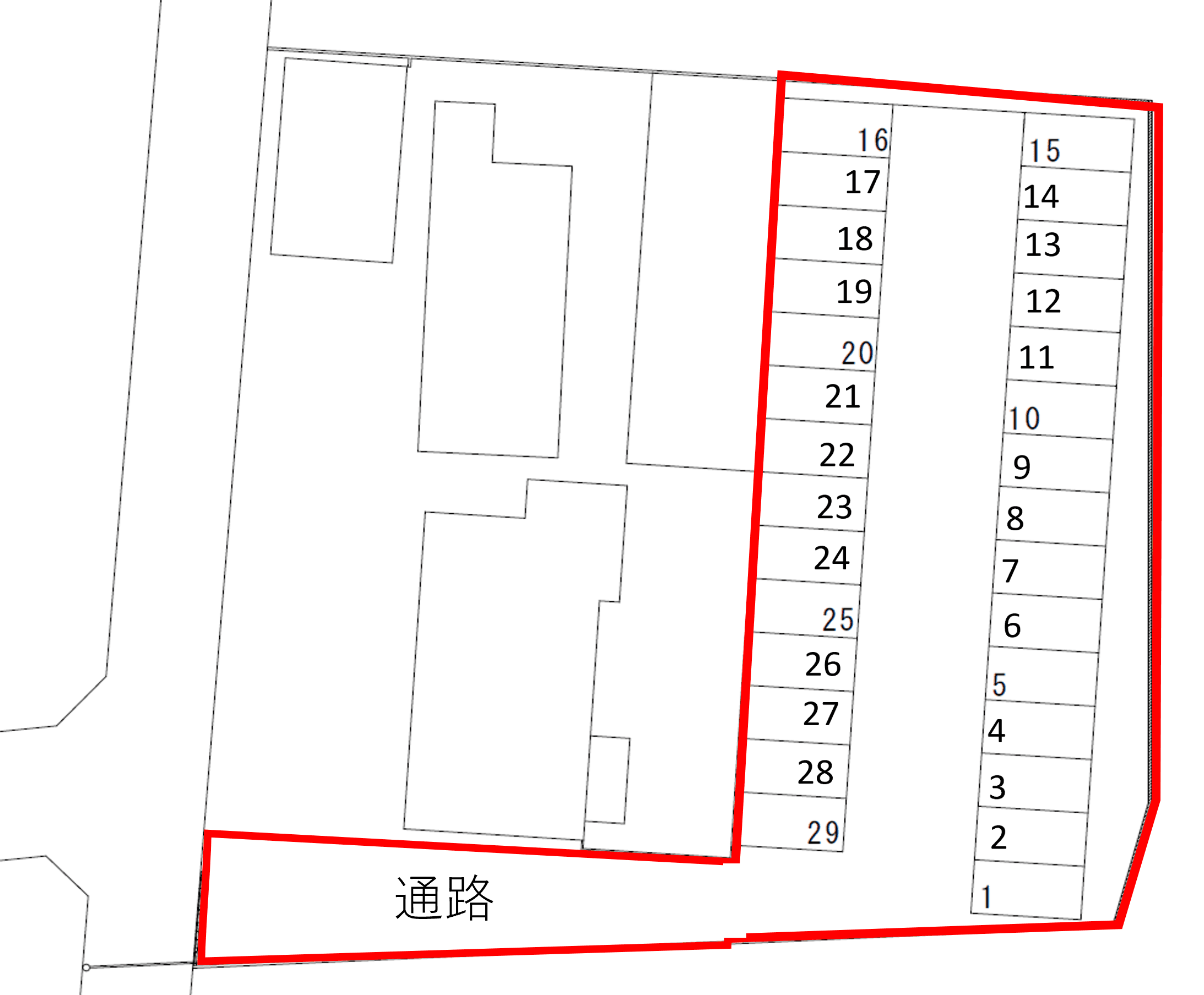 一ツ木町五丁目パーキングの駐車配置図
