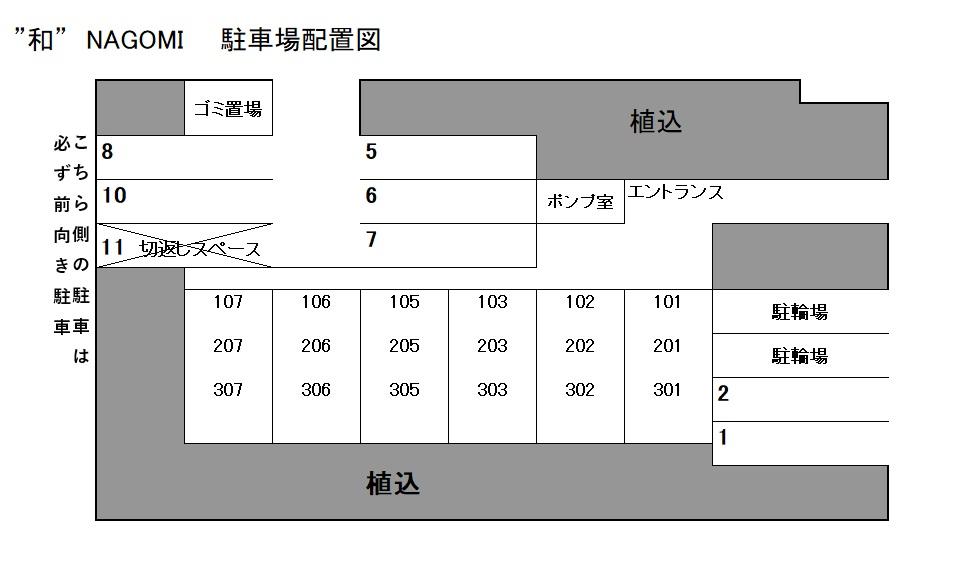 和　NAGOMIの駐車配置図