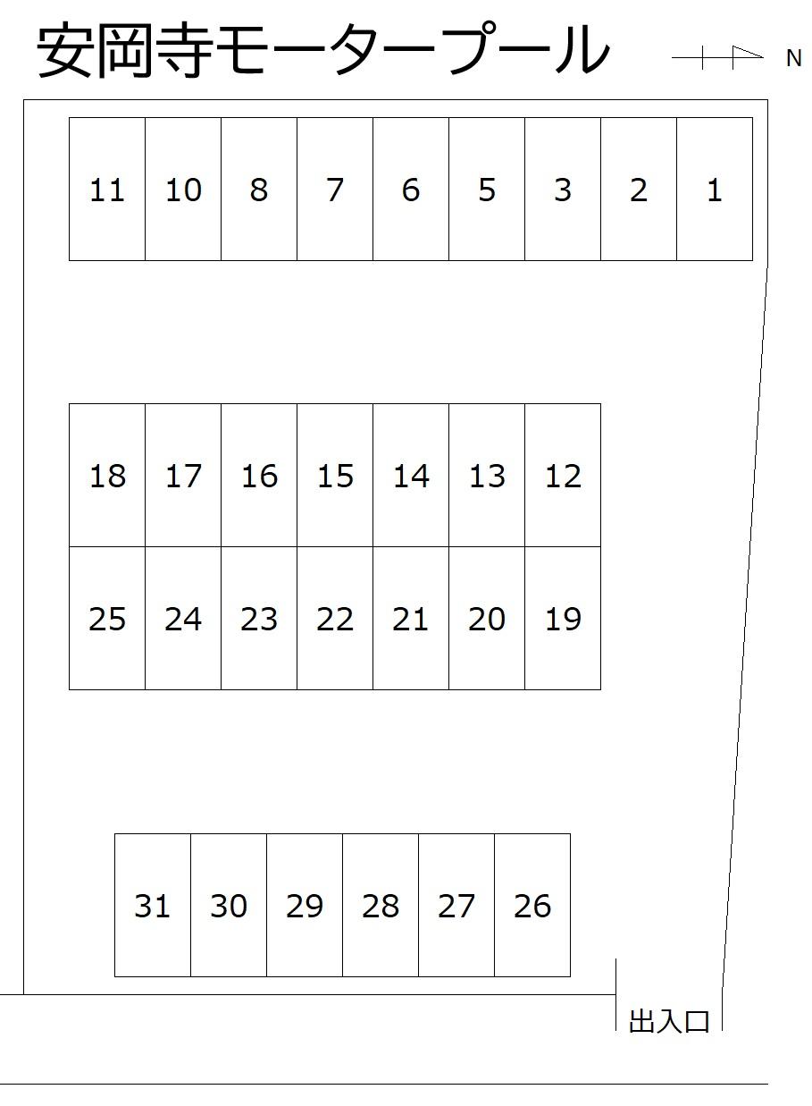 安岡寺モータープールの駐車配置図