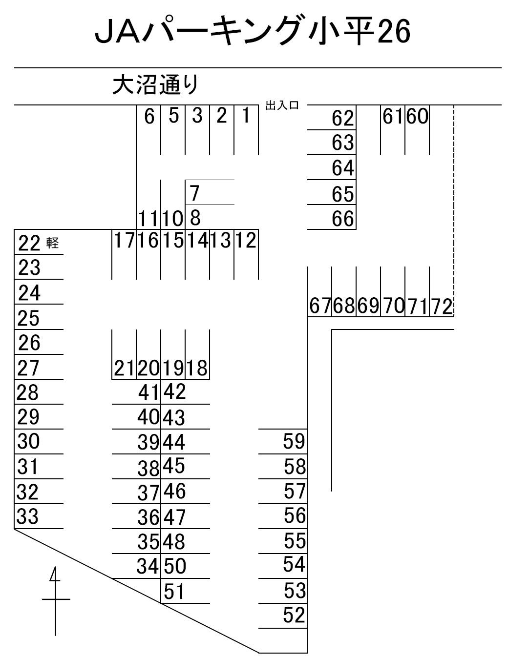 ＪＡパーキング小平26の駐車配置図