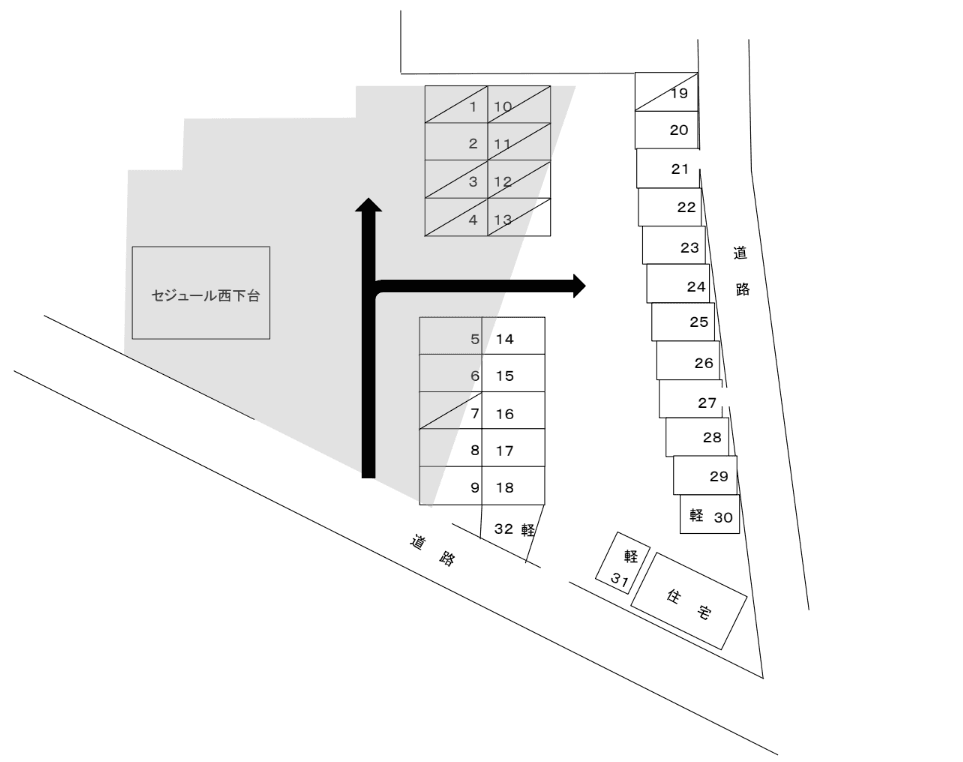 西下台駐車場の駐車配置図