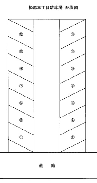 松原３丁目村上駐車場の駐車配置図