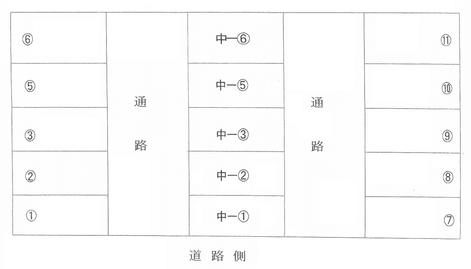 白髪パーキングの駐車配置図