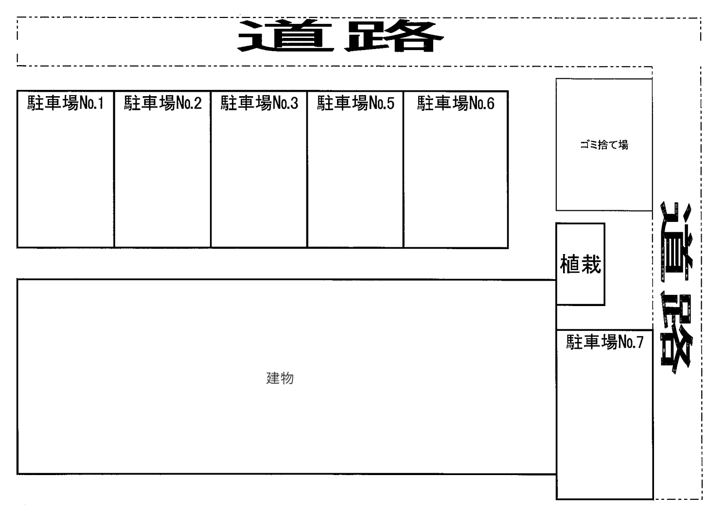 志木市中宗岡1丁目駐車場（ファミーユ）の駐車配置図