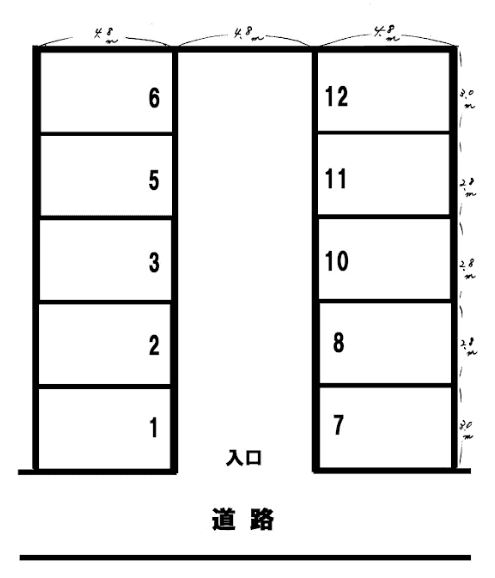 東出駐車場の駐車配置図