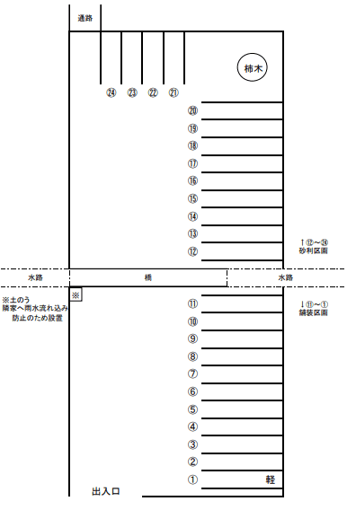 竜福寺交差点月極駐車場の駐車配置図