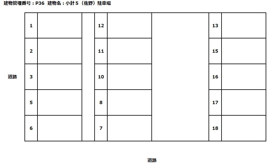 小針５（佐野）駐車場の駐車配置図