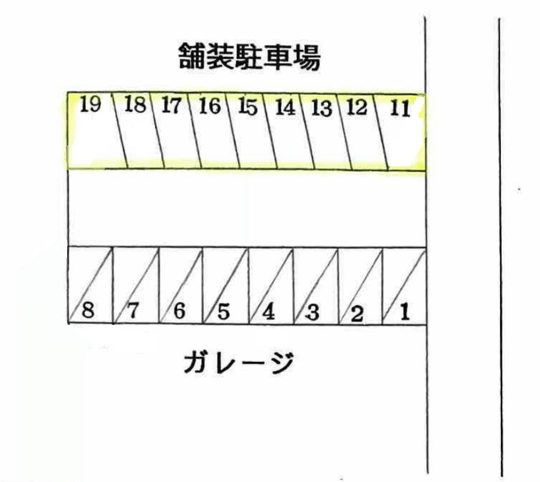 スマイルガレージ中西Pの駐車配置図