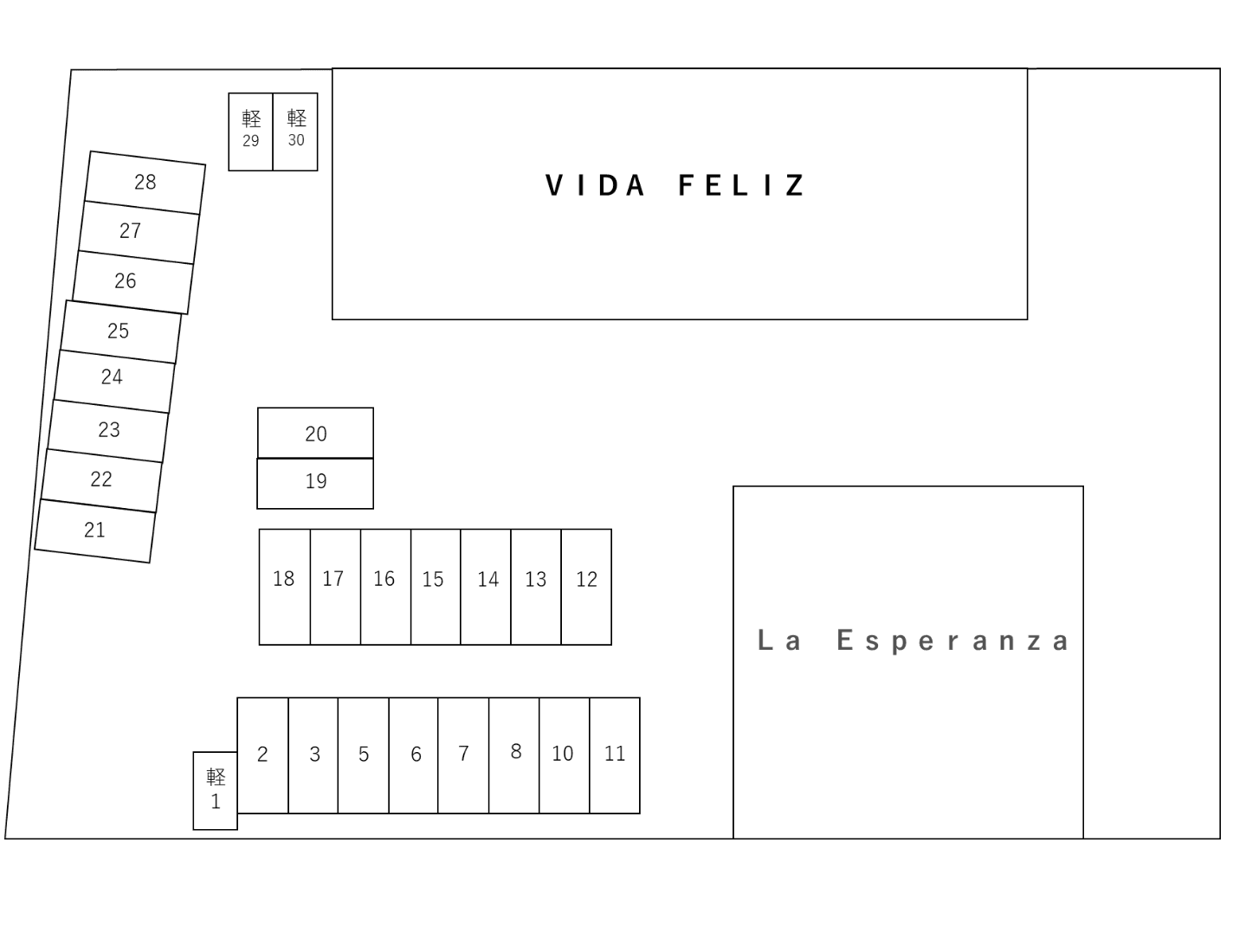 Ｌａ　Ｅｓｐｅｒａｎｚａ　ＶＩＤＡ　ＦＥＬＩＺ　敷地内駐車場の駐車配置図