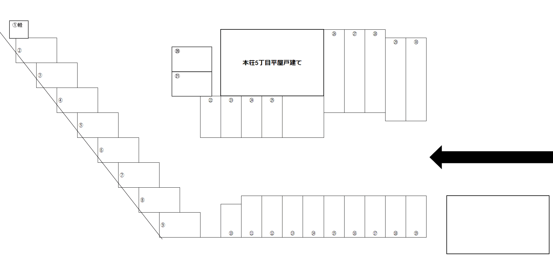 本荘5丁目月極駐車場の駐車配置図