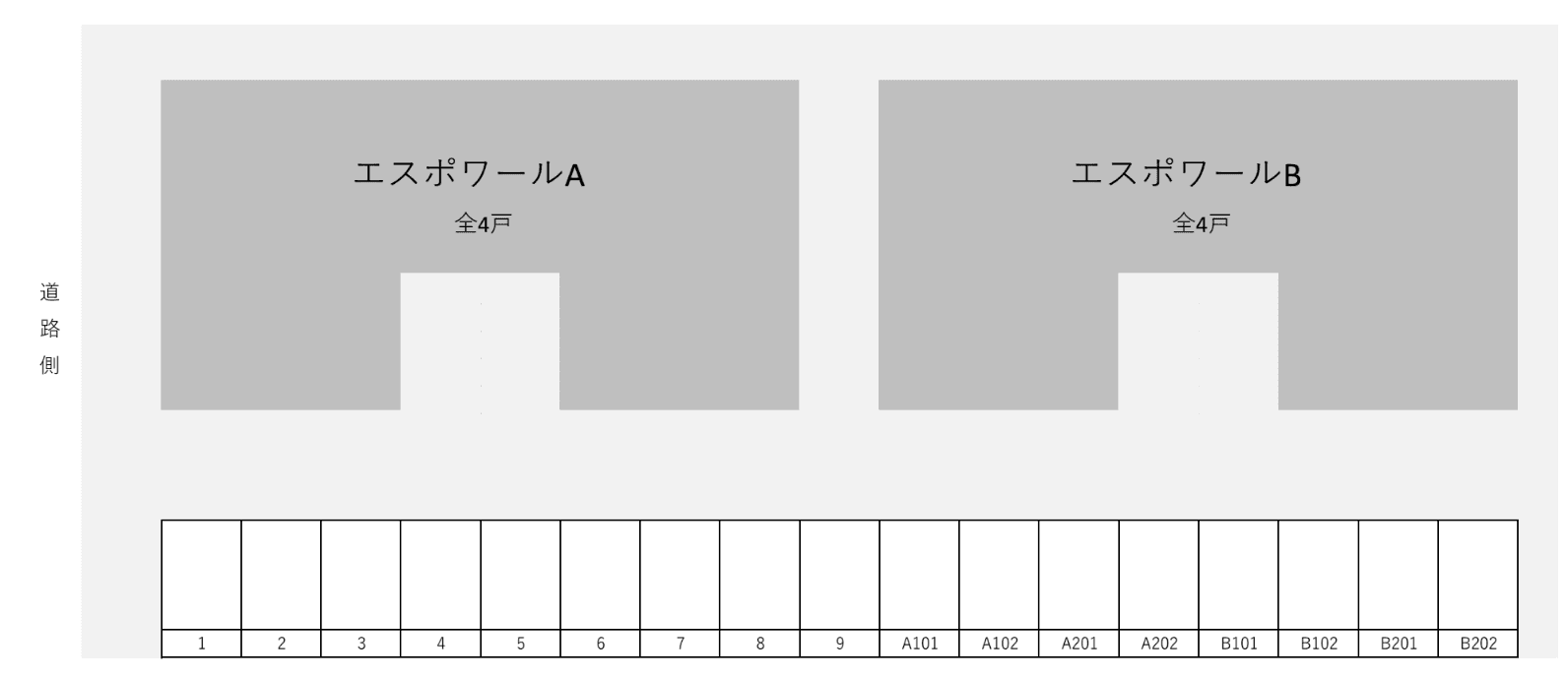 エスポワールAB駐車場の駐車配置図