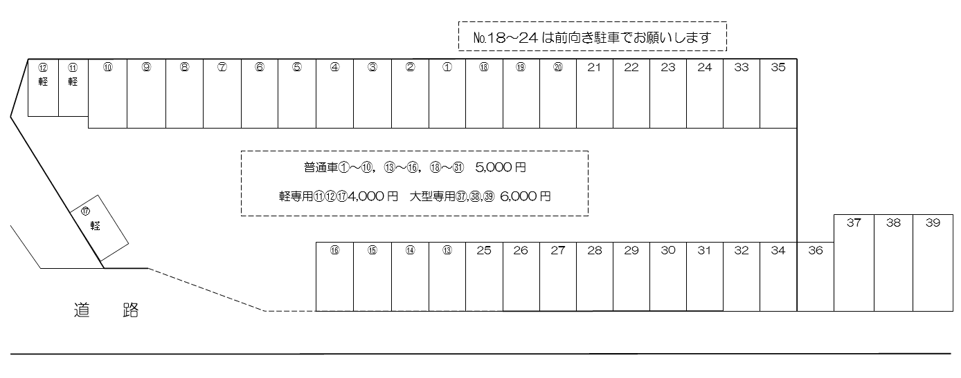 井島パーキングⅡの駐車配置図
