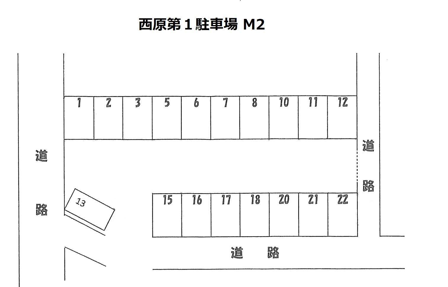 西原第１駐車場の駐車配置図