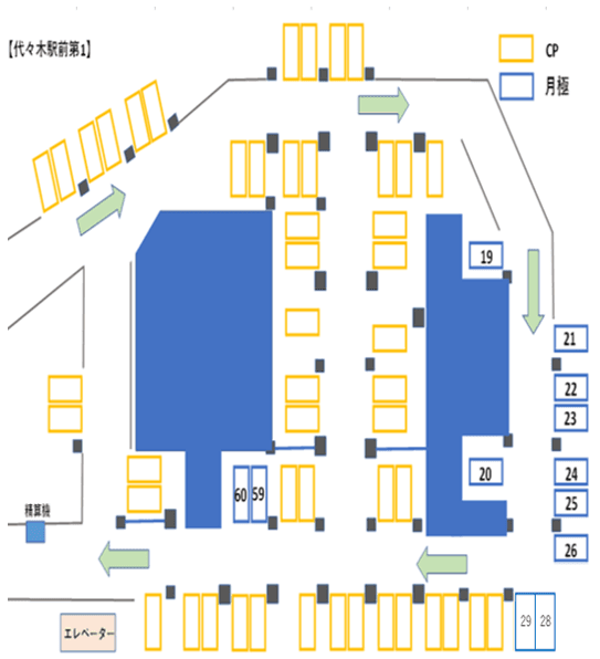 代々木駅前第1駐車場の駐車配置図