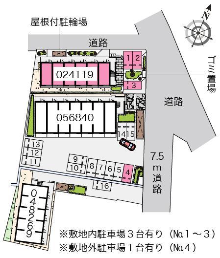 オリーブⅡ(24119)　敷地外駐車場の駐車配置図