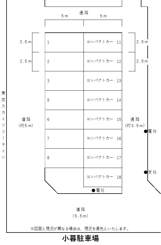 小暮駐車場の駐車配置図