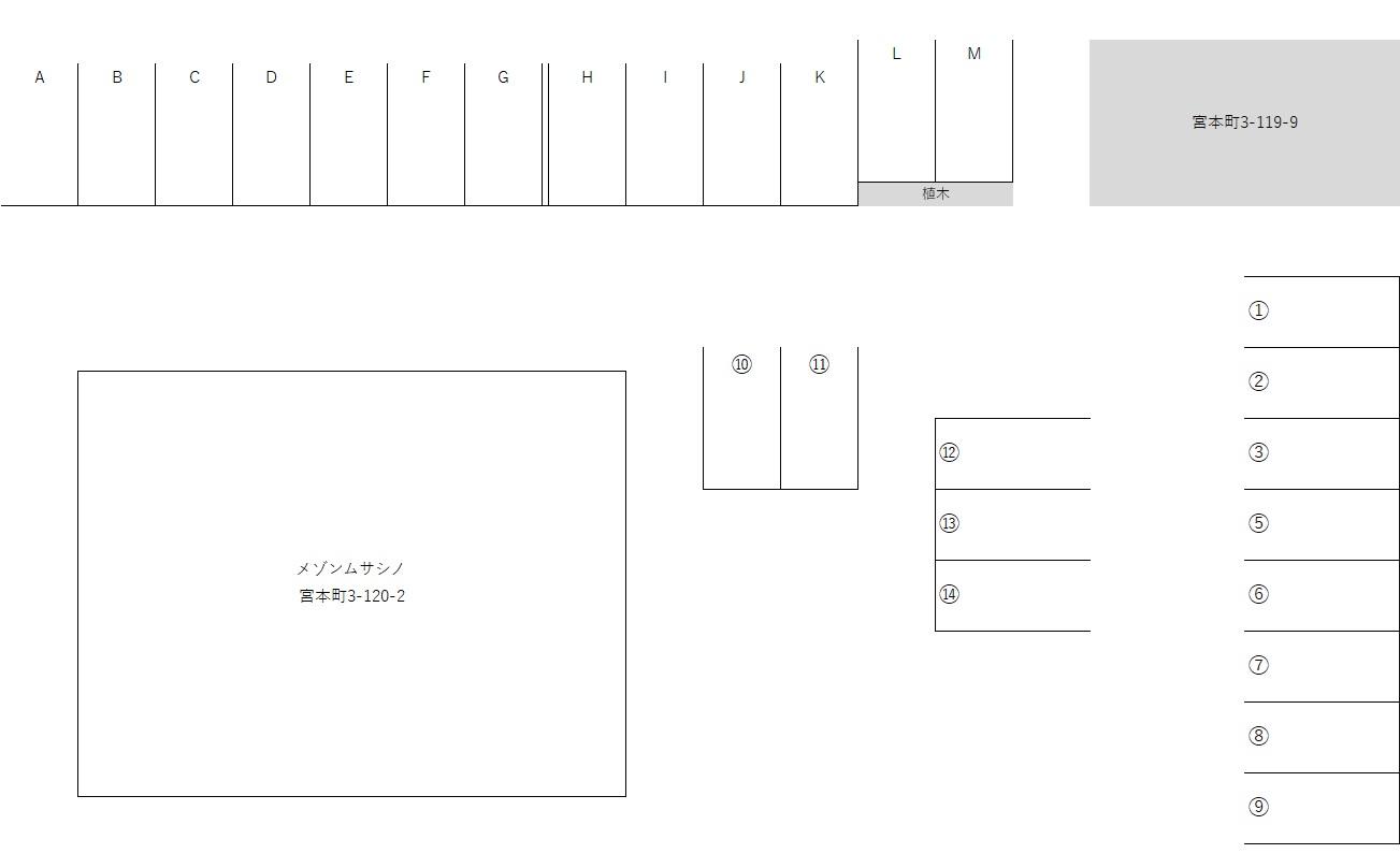 ムサシノパーキングの駐車配置図