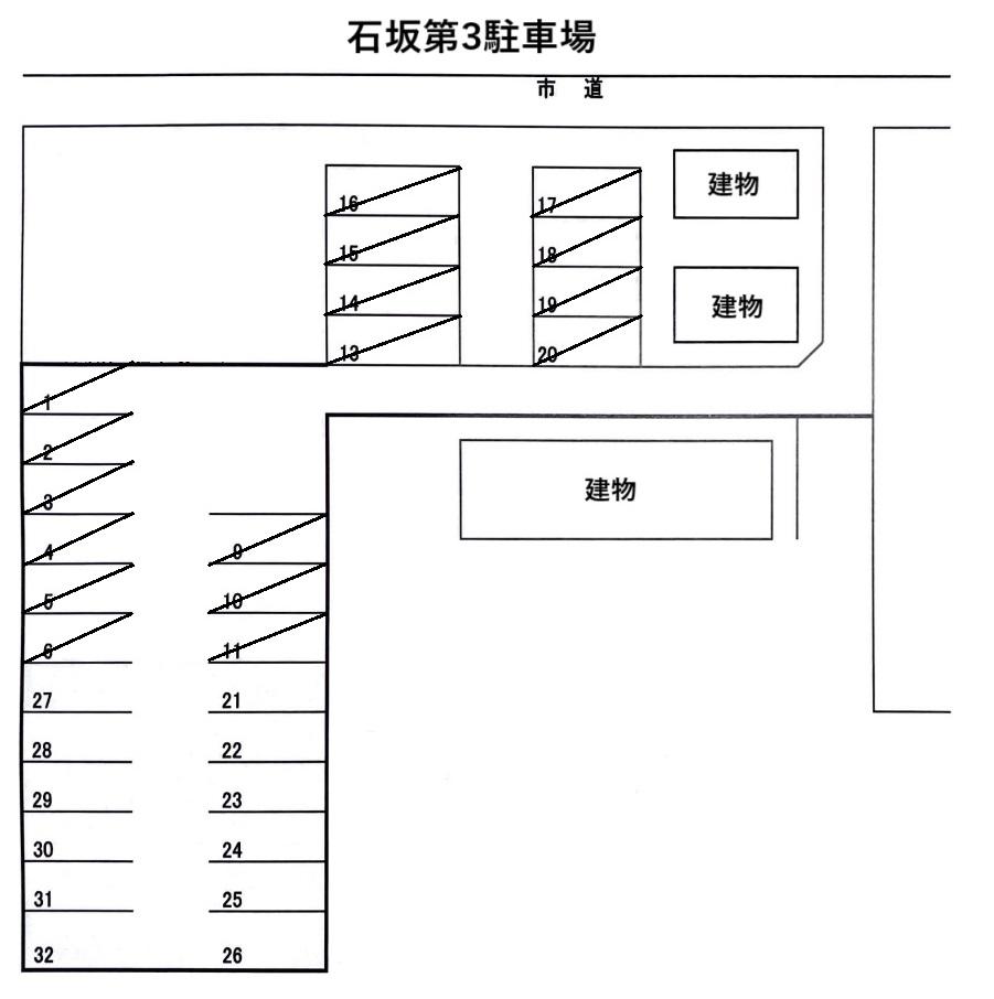 石坂渡鹿6丁目第3駐車場の駐車配置図