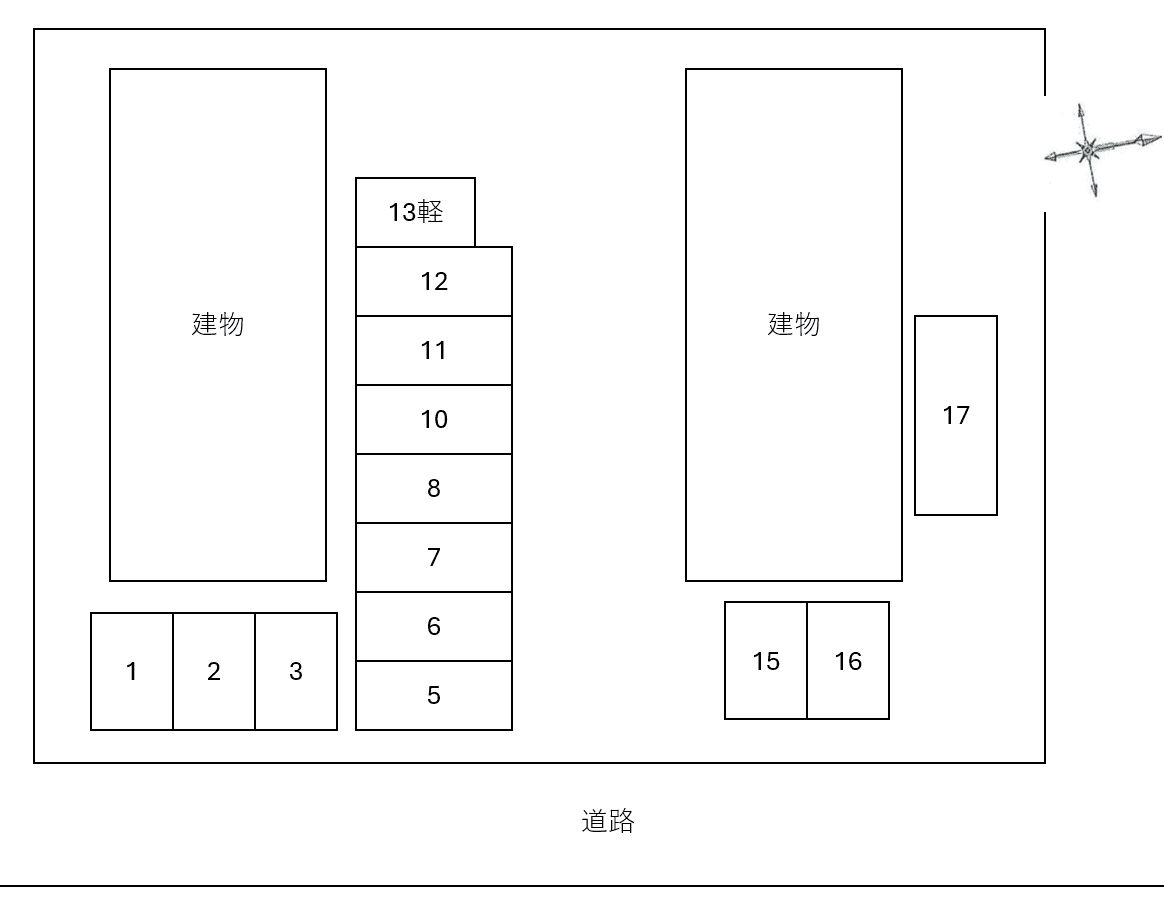 ポポラーレ　Ⅰ・Ⅱ別駐車場の駐車配置図