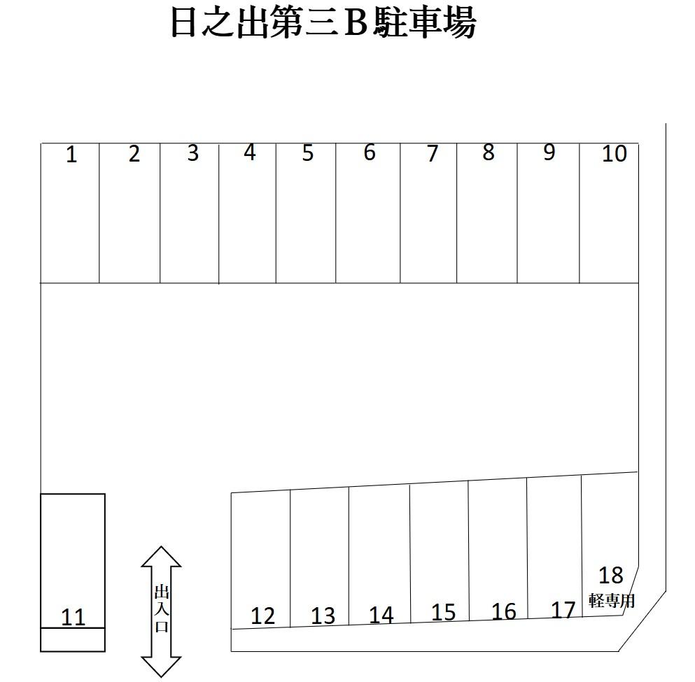 日之出第三Ｂ駐車場の駐車配置図
