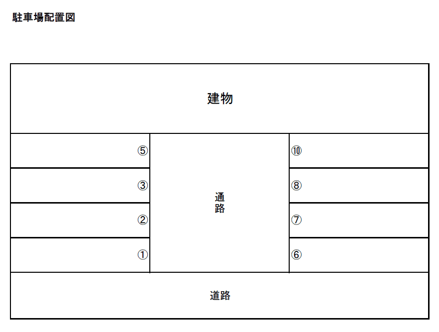 CasaLargo坂巻　敷地内駐車場の駐車配置図