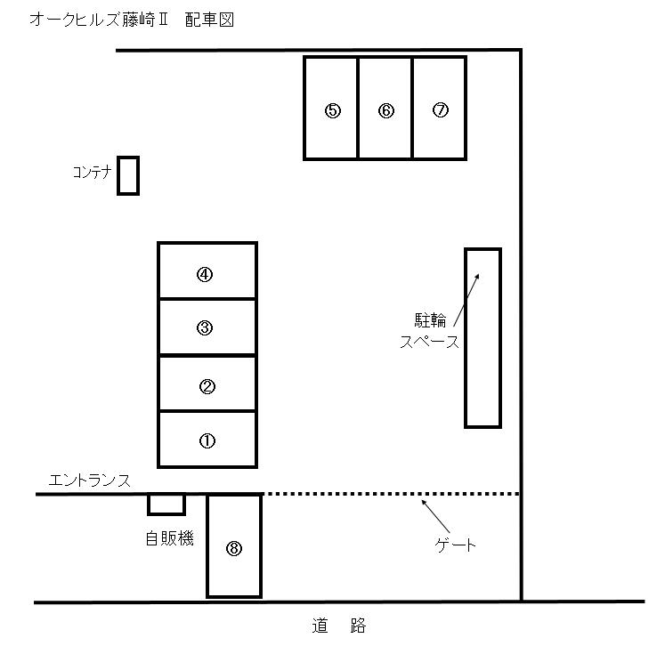 オークヒルズ藤崎Ⅱの駐車配置図
