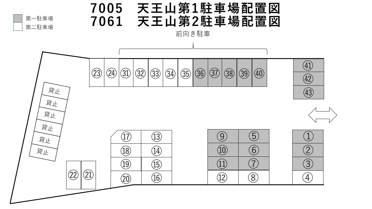 天王山第1駐車場の駐車配置図