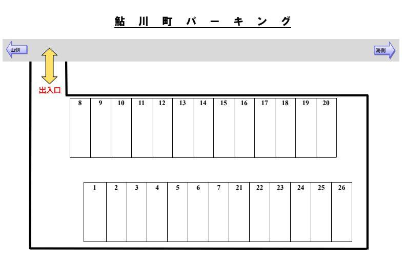 鮎川町パーキングの駐車配置図